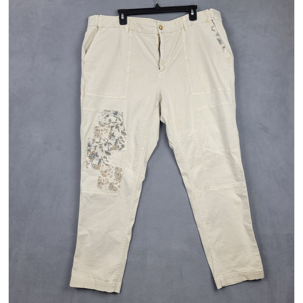 Coldwater Creek Chino Pants Womens 18W Beige Patchwork Everyday Wear Flat Front